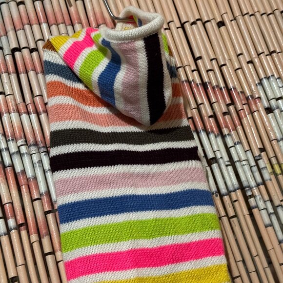 GAP Crazy Stripe Hoodie Knit Dog Sweater, Bright Multi-Color Stripes, XS/S - Picture 8 of 14